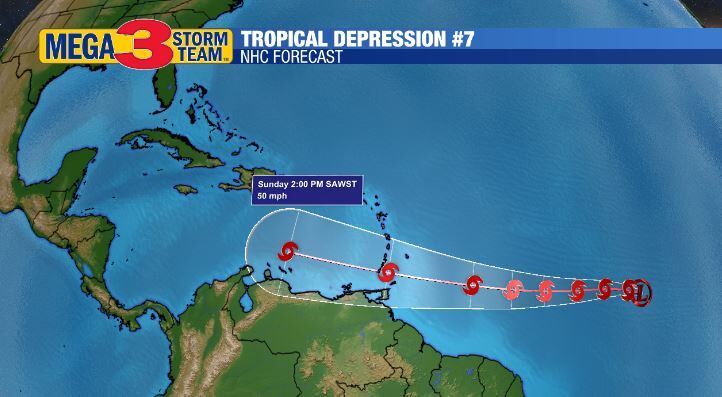 Tropical Depression #7 Forecast from the National Hurricane Center